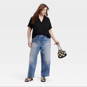 Universal Thread Women's Mid-Rise Patchwork 90's Baggy Jeans - 12